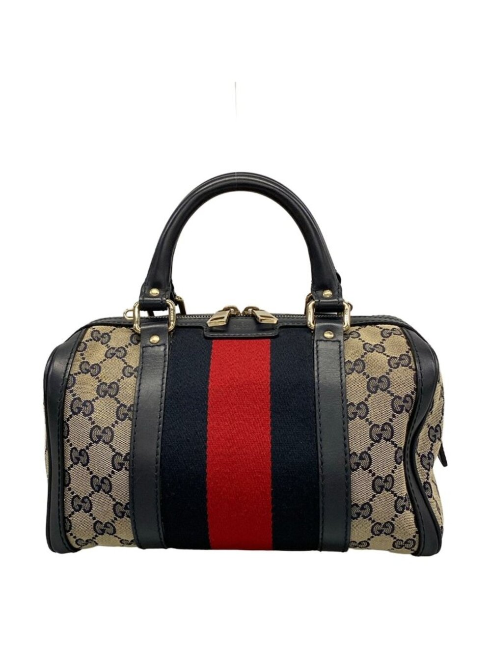 Gucci Handbag Joy GG Pattern Ivory Navy Red Leather